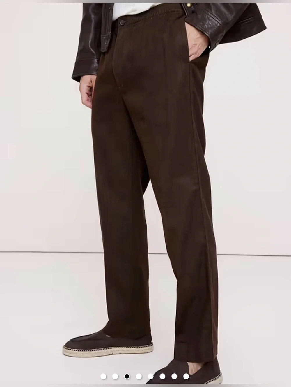 NWOT Banana Republic Straight Italian Linen Cotton Pull on Brownstone Pant Sz L